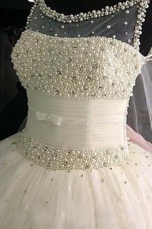 Tüll Duchesse-Linie Normale Taille Brautkleid ohne Ärmeln mit Schaufel Ausschnitt - Bild 2