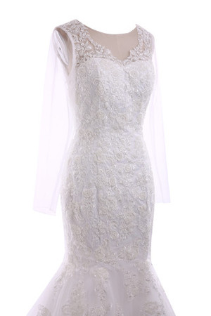 Enges Reißverschluss Modern Schönes Anständiges Brautkleid mit Gericht Schleppe - Bild 5