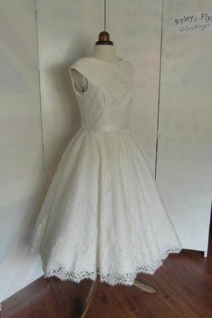 Reißverschluss Kurze Ärmeln Schlichtes Brautkleid mit Bordüre mit Gekappten Ärmeln