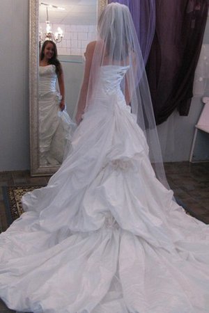 A-Line Normale Taille Bodenlanges Brautkleid aus Taft ohne Ärmeln - Bild 1