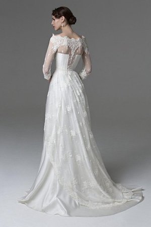 Zickzack Ausschnitt Spitze Elegantes Brautkleid mit Applike mit Rücken Schnürung - Bild 1