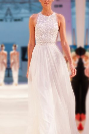 Prinzessin Glamourös Ärmellos a linie Bodenlanges Brautkleid mit Juwel Ausschnitt - Bild 1