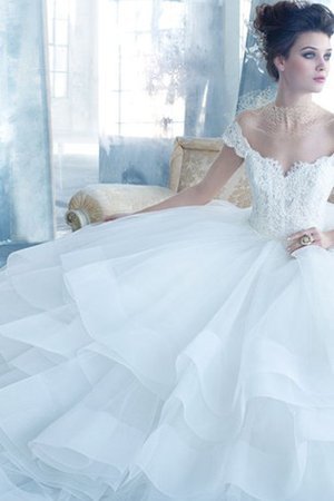 Spitze Duchesse-Linie Geschichtes Brautkleid ohne Ärmeln mit Bordüre - Bild 1