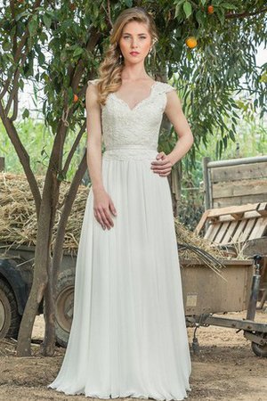 A-Linie Plissiertes Kurze Ärmeln Prächtiges Brautkleid mit Gekappten Ärmeln - Bild 1