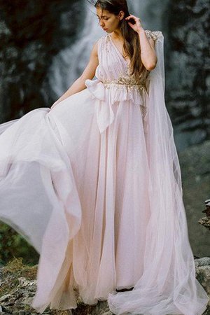 Geschichtes V-Ausschnitt Ärmellos Romantisches Elegantes Brautjungfernkleid - Bild 1