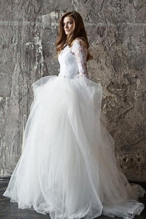 Duchesse-Linie Romantisches Luxus Brautkleid mit Langen Ärmeln mit Perlen - Bild 1