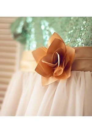 Tüll Paillette Reißverschluss Empire Taille Blumenmädchenkleid mit Blume - Bild 3