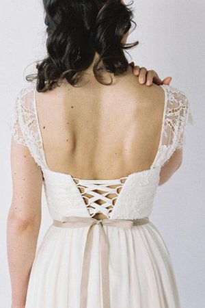 Chiffon Kurze Ärmeln Herz-Ausschnitt Einfaches Brautkleid mit Bordüre - Bild 2