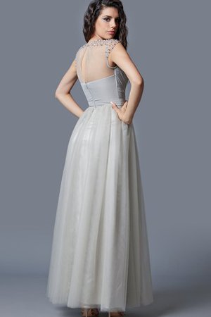 A-Line Gerüschtes Juwel Ausschnitt Bodenlanges Abendkleid mit Plissierungen - Bild 2