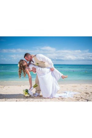 Beach Stil V-Ausschnitt Modisches Brautkleid mit Applike aus Chiffon - Bild 2