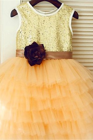 Paillette A-Linie Paillettenbesetztes Prinzessin Blumenmädchenkleid mit Blume - Bild 1