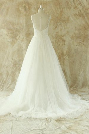 Tüll Sweep Zug Luxus Brautkleid mit Reißverschluss ohne Ärmeln - Bild 1