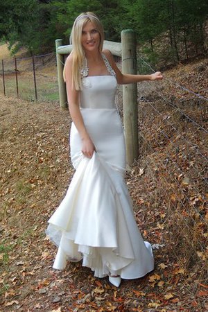 Meerjungfrau Reißverschluss Ärmellos Bodenlanges Brautkleid aus Satin - Bild 1