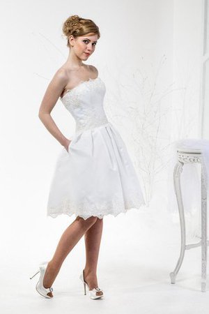 Spitze Plissiertes Reißverschluss Brautkleid mit Bordüre mit Herz-Ausschnitt - Bild 1