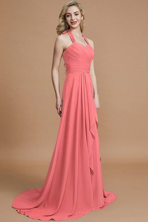 Ärmelloses A-Linie Chiffon Brautjungfernkleid mit Nackenband mit Sweep zug - Bild 33