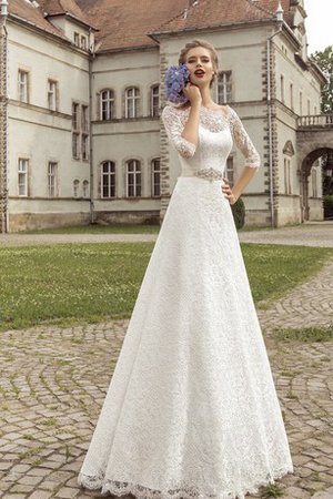 Halbe Ärmeln Sweep Train Elegantes Schlichtes Brautkleid mit Gürtel - Bild 1