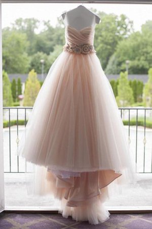 Duchesse-Linie Reißverschluss Schick Brautkleid ohne Träger mit Blume - Bild 1