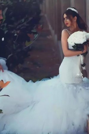 Meerjungfrau Stil Ausgezeichnet Tüll Normale Taille Ärmelloses Brautkleid mit Bordüre - Bild 1