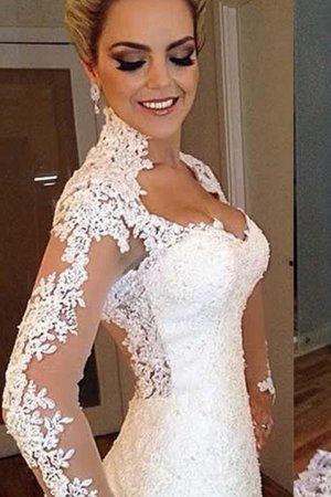 Normale Taille V-Ausschnitt Meerjungfrau Auffallend Brautkleid mit Applike mit Bordüre - Bild 1