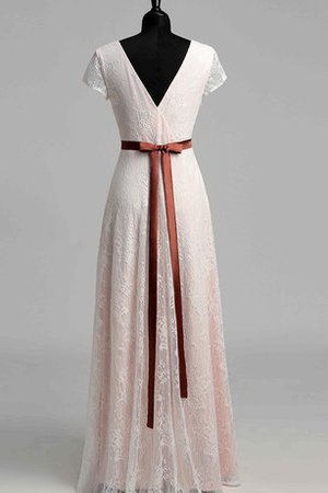 A-Line Vintage Perlenbesetztes Brautkleid mit Reißverschluss mit Gürtel - Bild 2