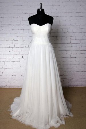 A-Line Gericht Schleppe Ärmellos Plissiertes Brautkleid aus Tüll - Bild 1