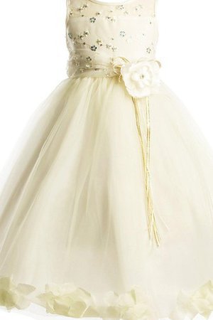 Tüll Perlenbesetztes Natürliche Taile Knöchellanges Blumenmädchenkleid mit Blume - Bild 1