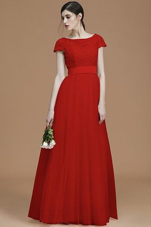 Tüll Prinzessin A-Linie Bodenlanges Brautjungfernkleid mit Schleife - Bild 29