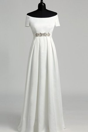 Klassisches Perlenbesetztes Kurze Ärmeln Modern Brautkleid mit Rüschen - Bild 1