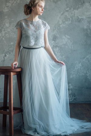Tüll A-Line Ärmelloses Brautjungfernkleid mit Gericht Schleppe mit Schleife - Bild 1