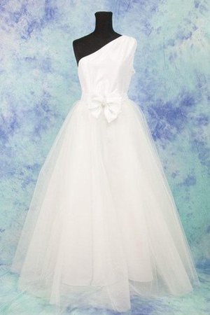 Tüll Ein Träger Bodenlanges Brautkleid mit Reißverschluss ohne Ärmeln - Bild 1