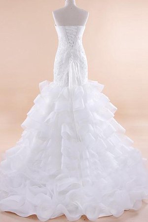 Spitze Ärmelloses Bodenlanges Sittsames Brautkleid mit Rüschen - Bild 2