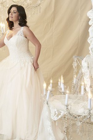 Ärmelloses Duchesse-Linie Elegantes Brautkleid aus Spitze mit V-Ausschnitt - Bild 1