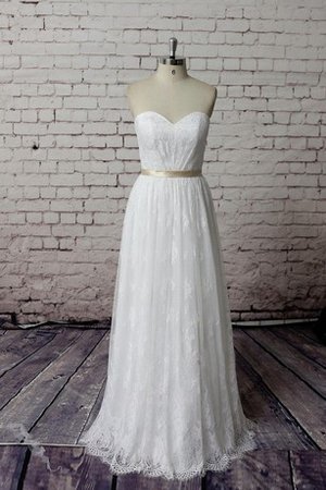Reißverschluss Bodenlanges Sittsames Brautkleid mit Bordüre mit Schleife - Bild 1