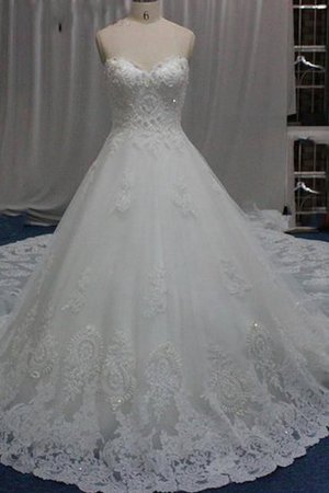 A-Line Organza Reißverschluss Brautkleid mit Bordüre aus Chiffon - Bild 1