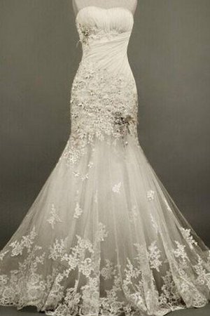 Tüll Ärmelloses Luxus Brautkleid mit Blume mit Applike - Bild 1