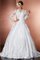 Normale Taille Satin Lange Ärmeln Reißverschluss Brautkleid mit V-Ausschnitt - Bild 1