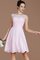 A-Line Boot-Ausschnitt Prinzessin Kurzes Brautjungfernkleid mit Bordüre - Bild 5