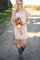 Normale Taille Drapiertes Mini Brautjungfernkleid mit Bordüre mit Gekappten Ärmeln - Bild 1