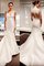 Ärmelloses Normale Taille Gericht Schleppe Satin Meerjungfrau Stil Brautkleid - Bild 1