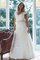 V-Ausschnitt Kurze Ärmeln Luxus Brautkleid aus Spitze mit Sweep Zug - Bild 1