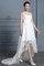 Prinzessin Natürliche Taile Hinreißend A-Line Asymmetrisch Brautkleid mit Bordüre - Bild 6