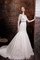 Spitze V-Ausschnitt Bodenlanges Brautkleid mit Applike mit Kapelle Schleppe - Bild 1