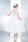 Satin Wadenlanges Einfaches Brautkleid mit Juwel Ausschnitt mit Knöpfen - Bild 2