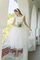A-Line Bateau Ärmellos Wadenlanges Brautkleid mit Natürlicher Taille - Bild 1