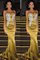 Meerjungfrau Beliebt Natürliche Taile Sweep Zug Ballkleid aus Satin mit Perlen - Bild 1