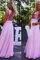 A-Linie V-Ausschnitt Prinzessin Bodenlanges Brautjungfernkleid ohne Ärmeln - Bild 1