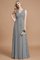 A-Line Prinzessin Chiffon Bodenlanges Brautjungfernkleid mit Reißverschluss - Bild 32
