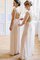 A-Linie Schaufel-Ausschnitt Chiffon Brautjungfernkleid mit Applike aus Spitze - Bild 2