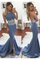 Meerjungfrau Stil Sweep Zug Nackenband Modernes Ballkleid aus Satin - Bild 1