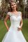 A linie Satin Bodenlanges Brautkleid mit Natürlicher Taille mit Applike - Bild 2